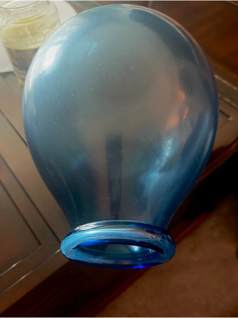 Mid-Century • Modern Blue Glass Decorative Tabletop Vase